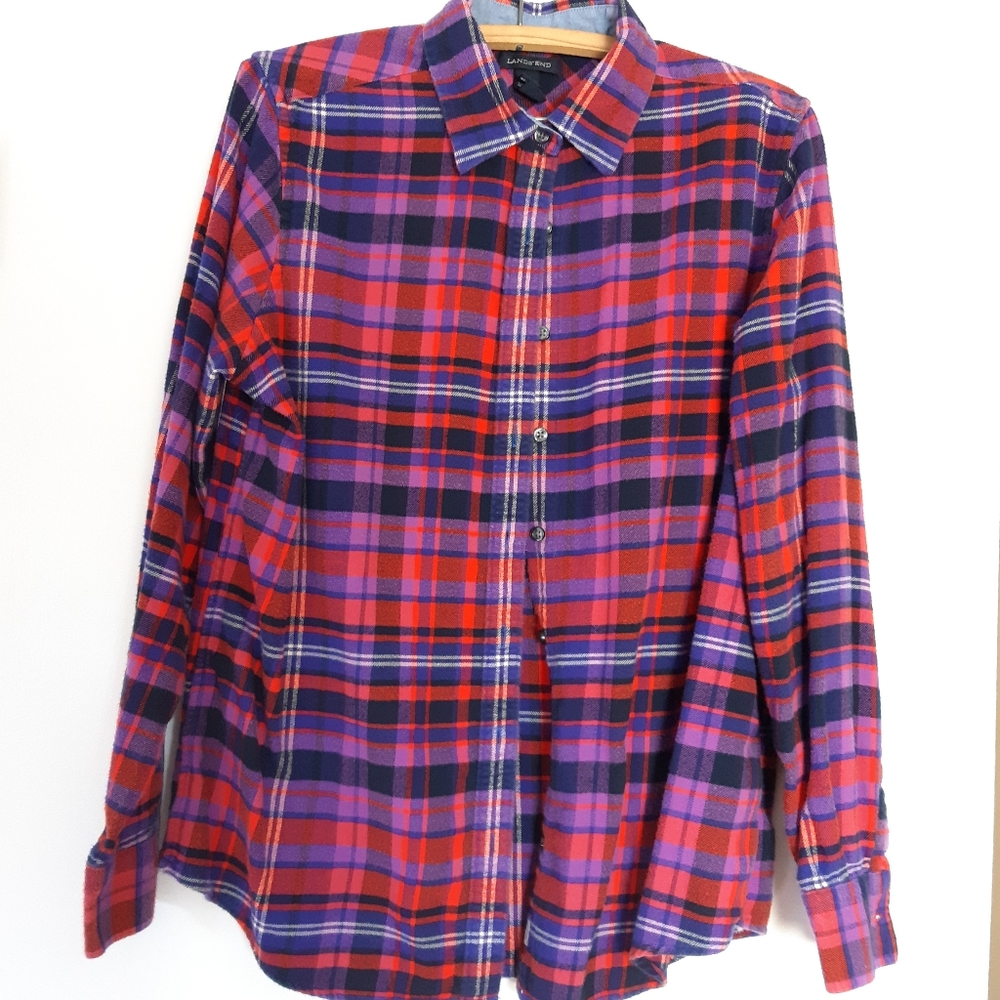 Lands' End cotton flannel shirt womens medium
